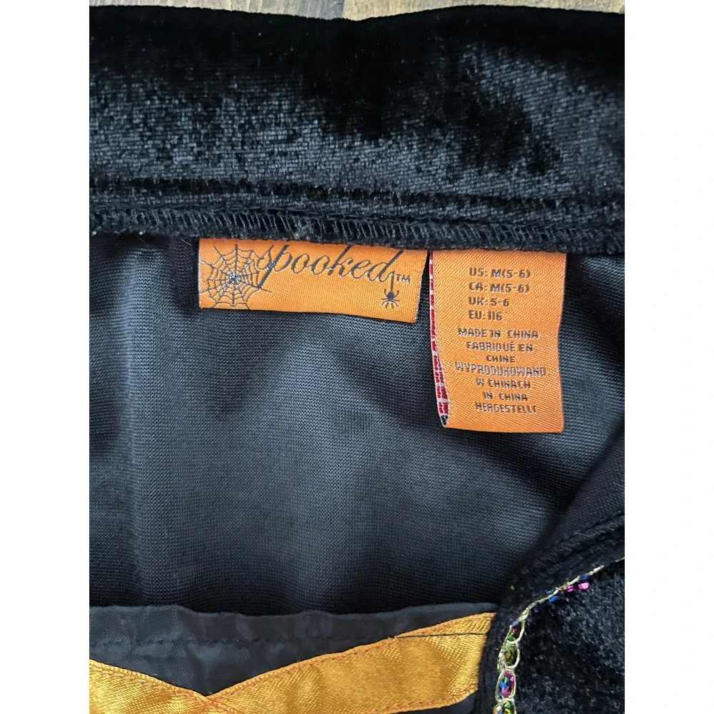 SPOOKED Witch Halloween Costume Dress Girls M 5-6 Black Orange Tutu Velvet
